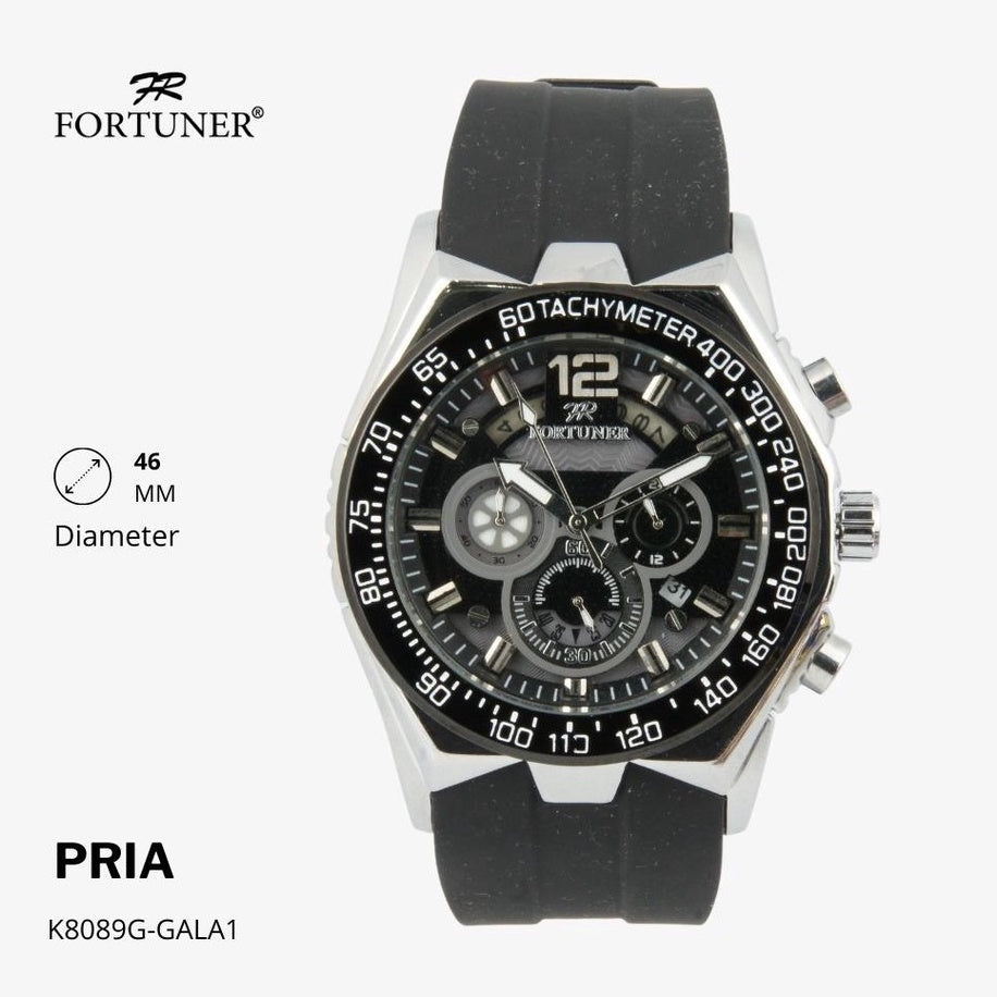 Fortuner Jam Tangan Analog Pria Chrono Water Resistant Rubber Allonzo