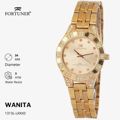 Fortuner Jam Tangan Analog Wanita Hitam Water Resistant Rantai Calandra