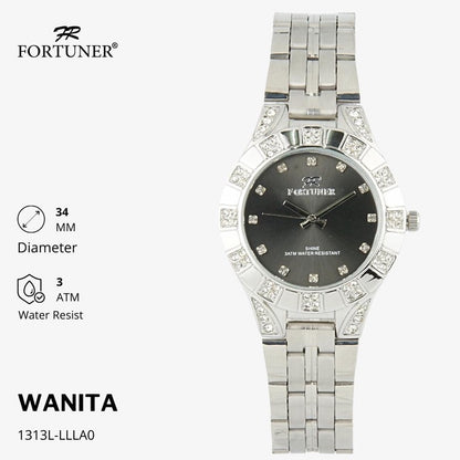 Fortuner Jam Tangan Analog Wanita Hitam Water Resistant Rantai Calandra