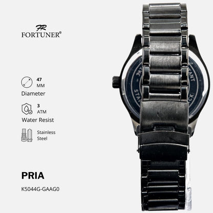 Fortuner Jam Tangan Sports Pria Analog Water Resistant Rantai Stainless Hitam Hadrian