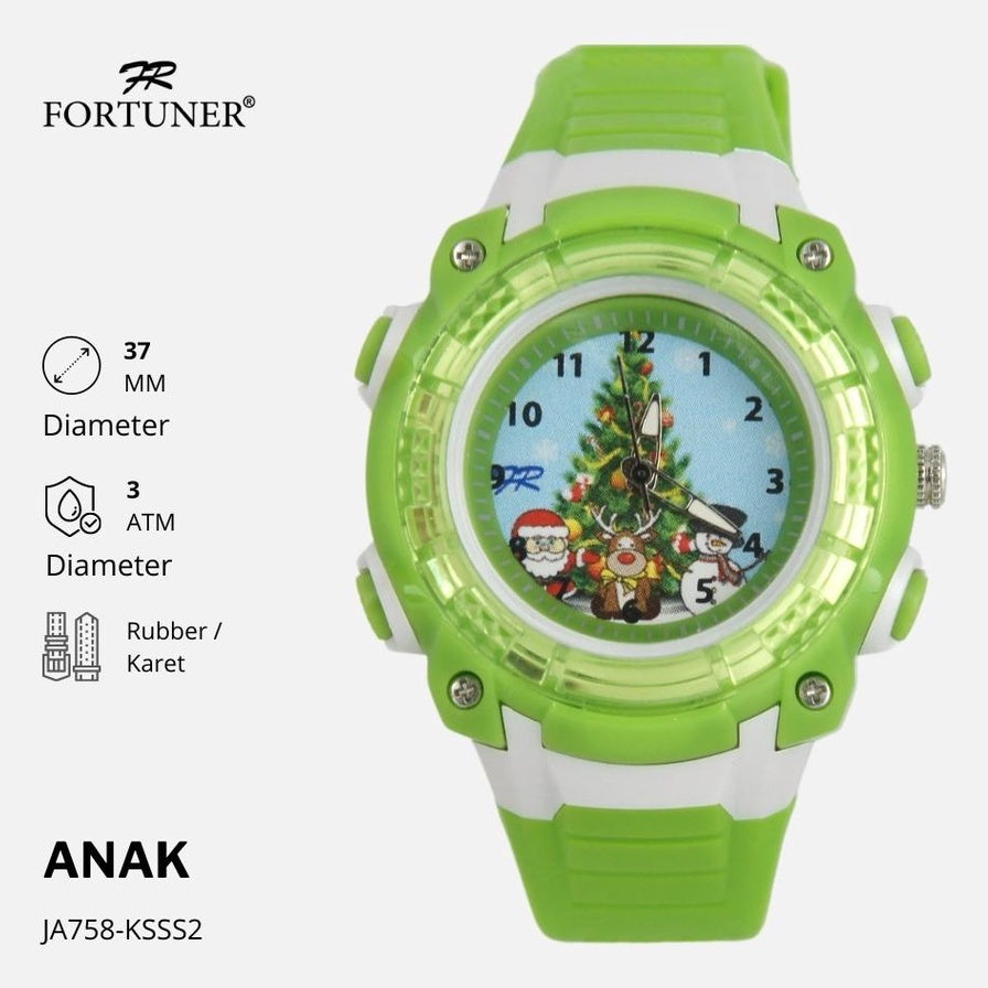 Fortuner Jam Tangan Anak Analog Karet Anti Air Christmas Edition Robin