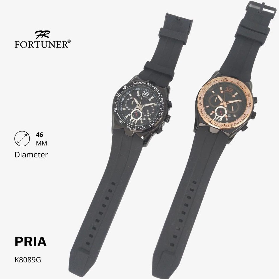 Fortuner Jam Tangan Analog Pria Chrono Water Resistant Rubber Allonzo