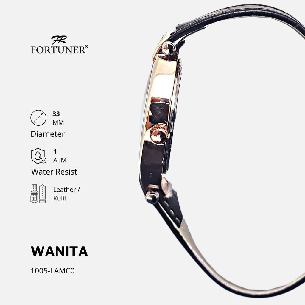 Fortuner Jam Tangan Wanita Analog Fashion Kulit Tahan Air Alishia