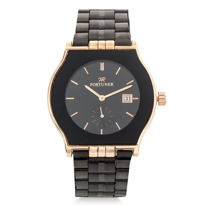 Fortuner Jam Tangan Pria Analog Black Rosegold Water Resistant Arnald