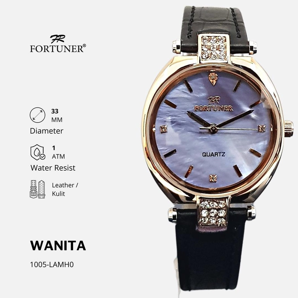 Fortuner Jam Tangan Wanita Analog Fashion Kulit Tahan Air Alishia