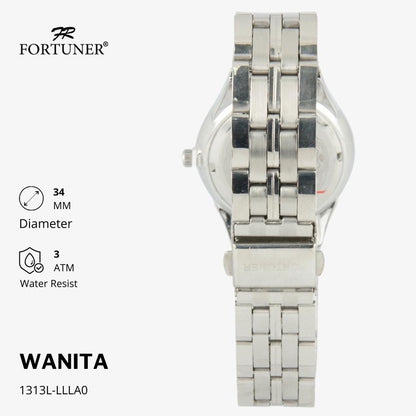 Fortuner Jam Tangan Analog Wanita Hitam Water Resistant Rantai Calandra