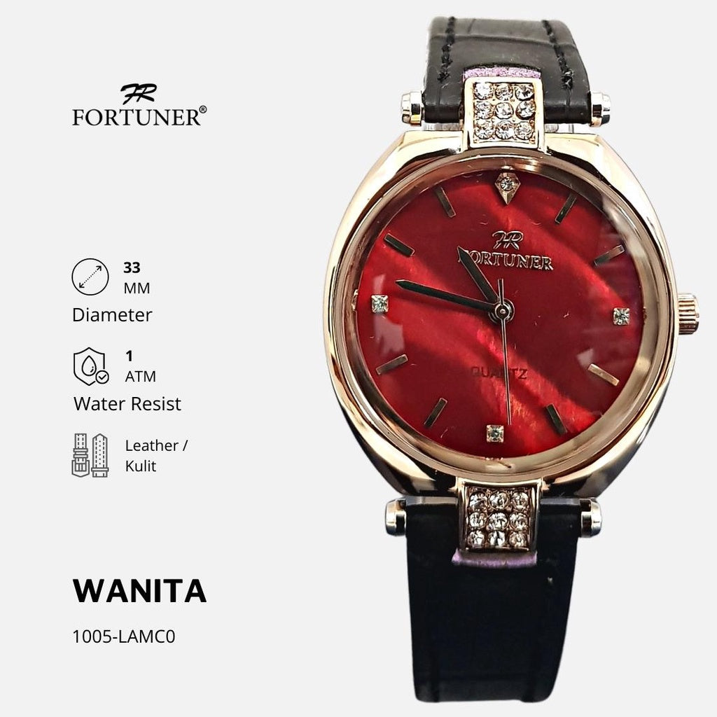 Fortuner Jam Tangan Wanita Analog Fashion Kulit Tahan Air Alishia