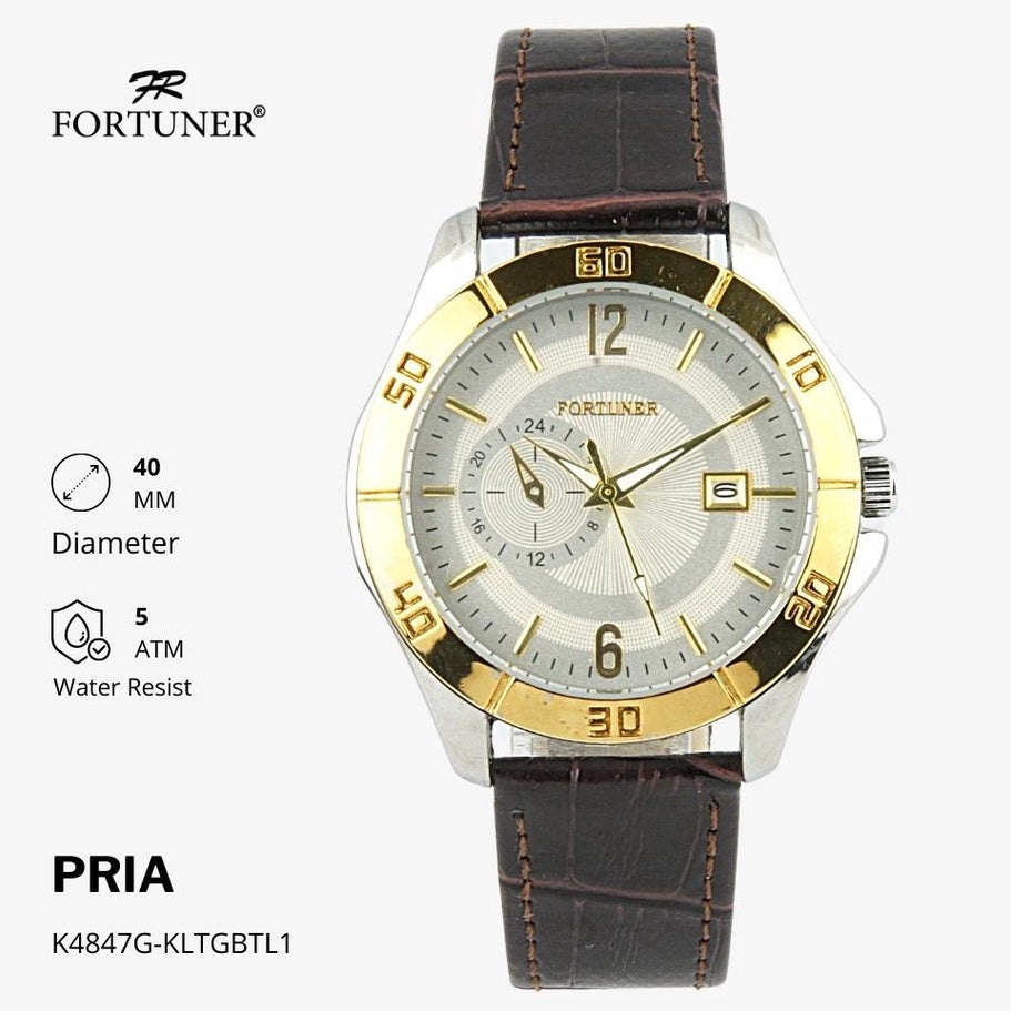 Fortuner Jam Tangan Analog Pria Kulit Water Resistant Abigail