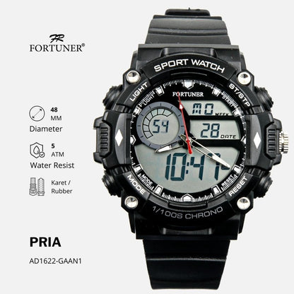 Fortuner Jam Tangan Pria Dual Time Chrono Water Resist Ion