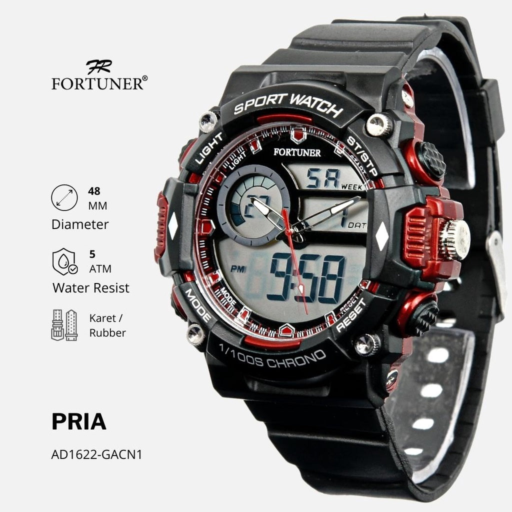 Fortuner Jam Tangan Pria Dual Time Chrono Water Resist Ion