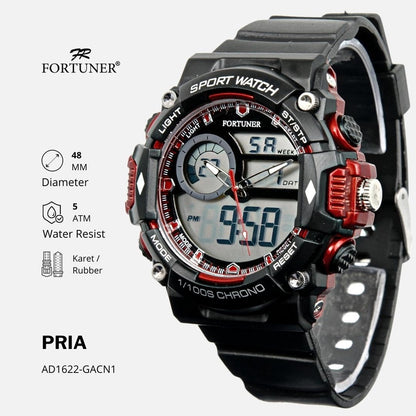 Fortuner Jam Tangan Pria Dual Time Chrono Water Resist Ion