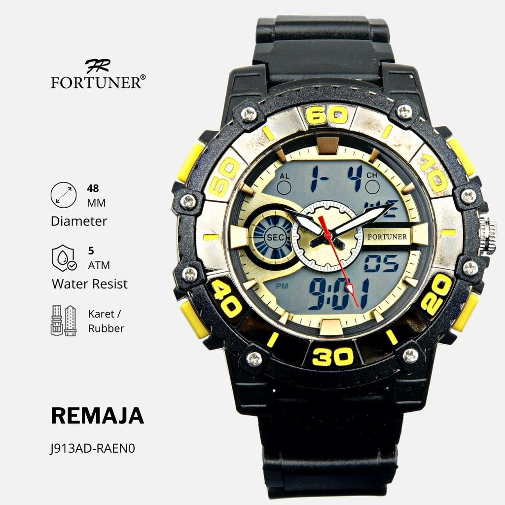 Fortuner Jam Tangan Sport Analog-Digital Remaja Karet Tahan Air Seely