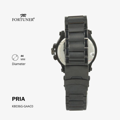 Fortuner Jam Tangan Sports Pria Analog Water Resistant Rantai Stainless Hitam Harrell