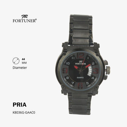 Fortuner Jam Tangan Sports Pria Analog Water Resistant Rantai Stainless Hitam Harrell