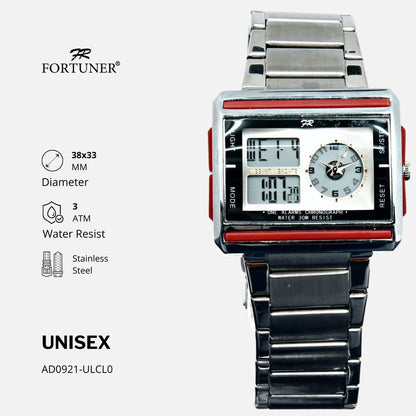 Fortuner Jam Tangan Analog-Digital Pria-Wanita Rantai Tahan Air Edlin