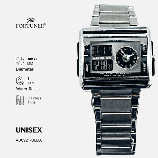 Fortuner Jam Tangan Analog-Digital Pria-Wanita Rantai Tahan Air Edlin