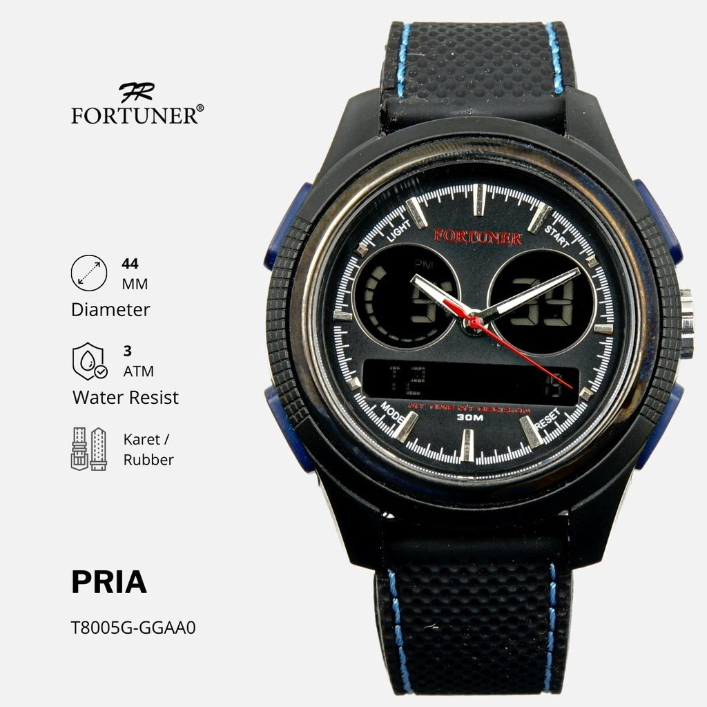 Fortuner Jam Tangan Pria Sport Analog-Digital Karet Tahan Air Diego