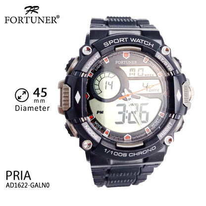 Fortuner Jam Tangan Pria Dual Time Chrono Water Resist Ion