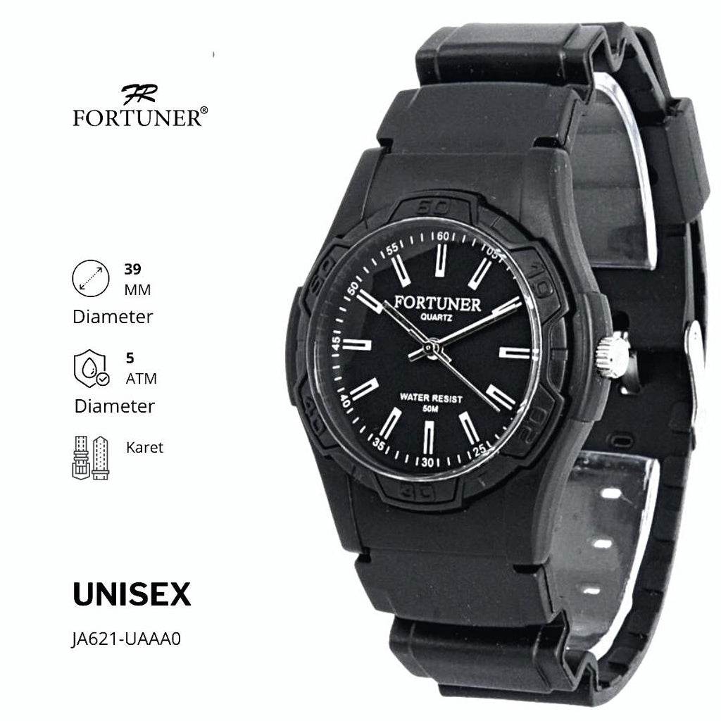 Fortuner Jam Tangan Analog Unisex Water Resistant Rubber Parker