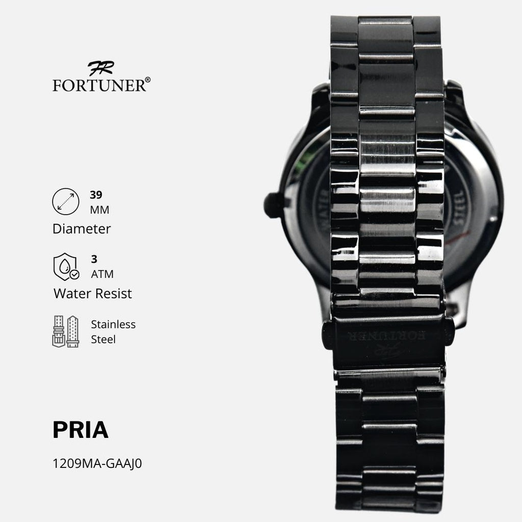 Fortuner Jam Tangan Analog Pria Hitam Water Resistant Adam