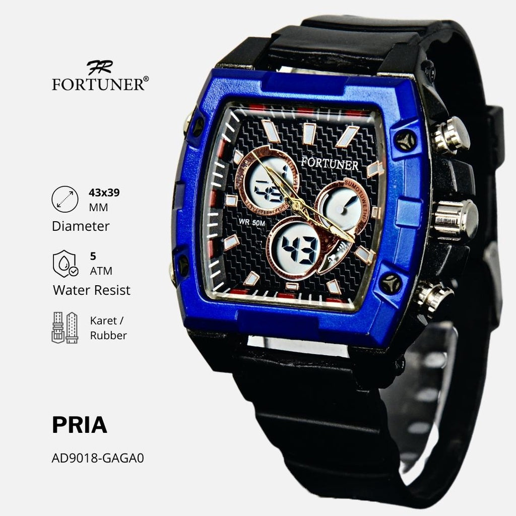 Fortuner Jam Tangan Pria Sport Analog-Digital Karet Tahan Air Ryze