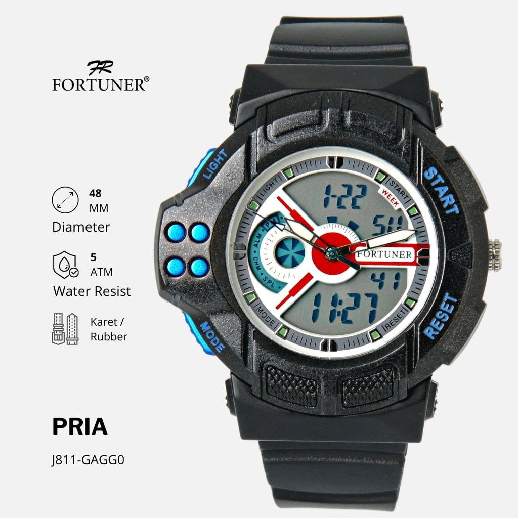 Fortuner Jam Tangan Analog-Digital Pria Sport Karet Tahan Air Jorrel