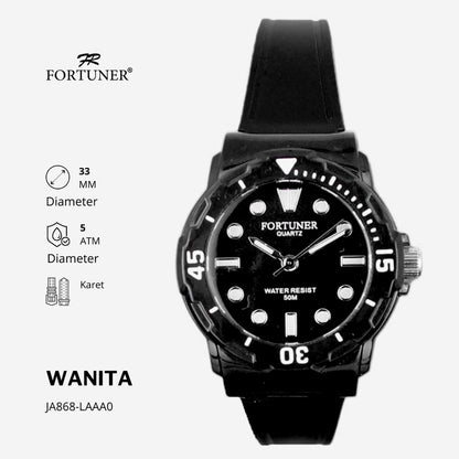 Fortuner Jam Tangan Analog Pria-Wanita Water Resistant Rubber Waldena