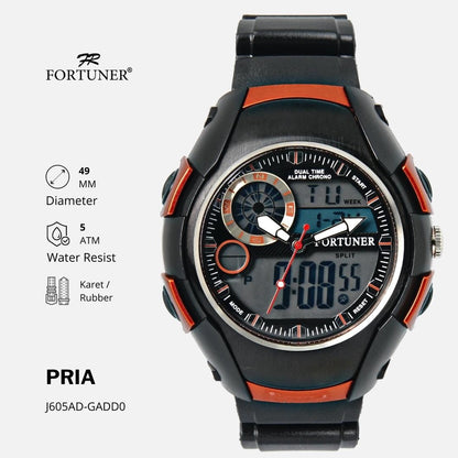 Fortuner Jam Tangan Pria Dual Time Sport Original Tahan Air Dack