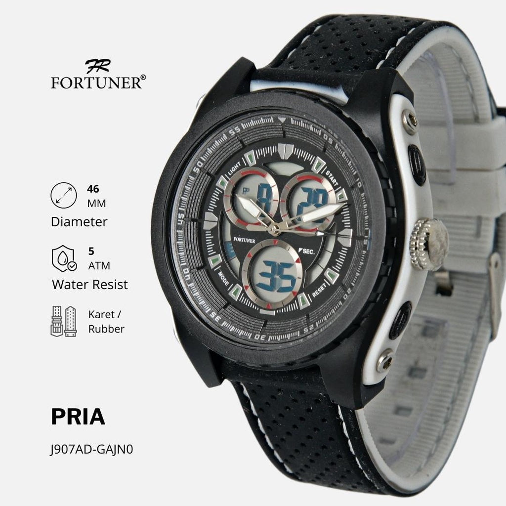 Fortuner Jam Tangan Analog-Digital Pria Karet Tahan Air Juwan