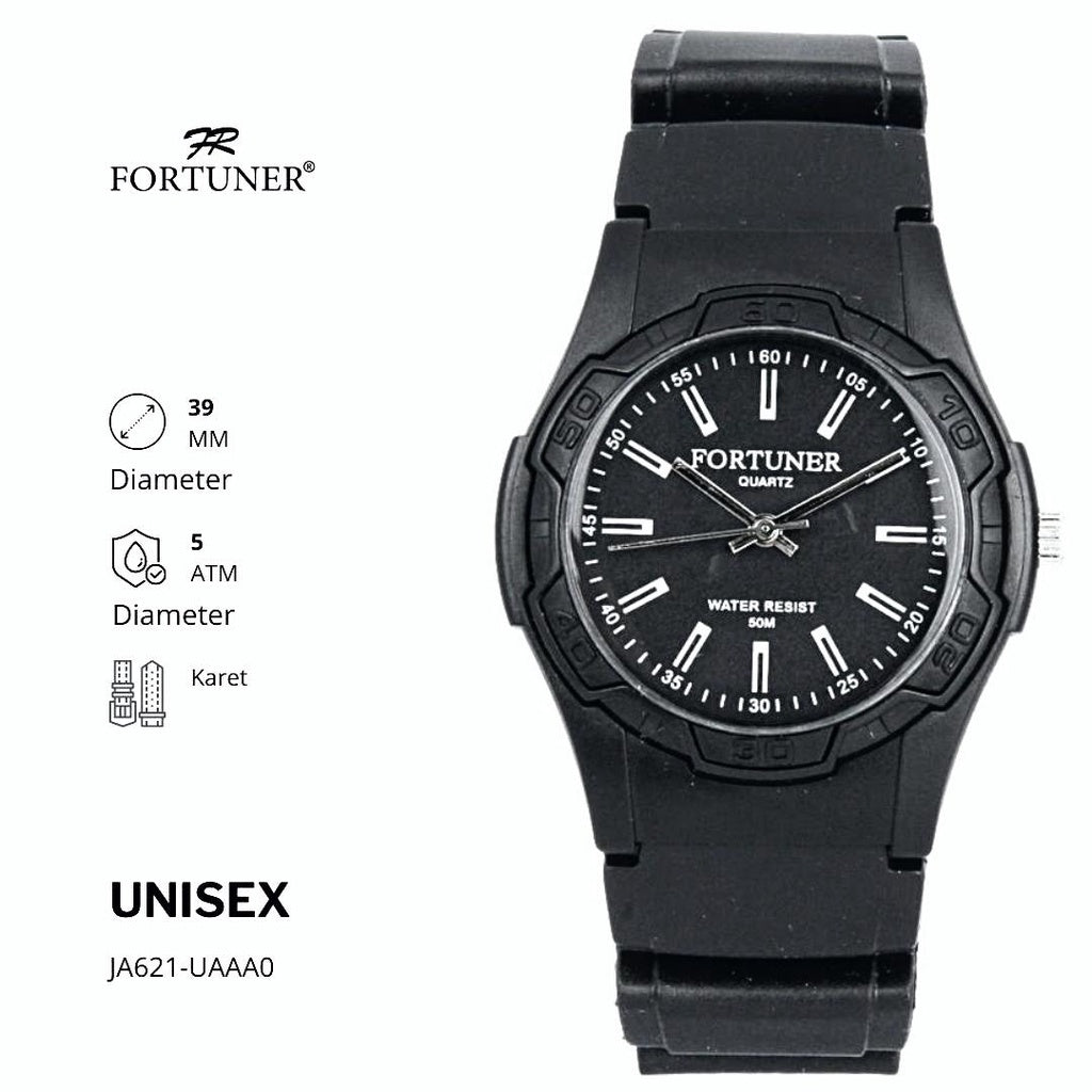 Fortuner Jam Tangan Analog Unisex Water Resistant Rubber Parker