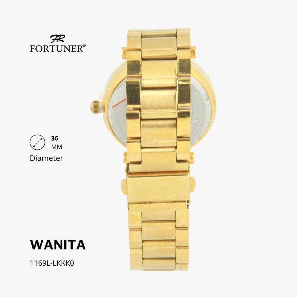 Fortuner Jam Tangan Fashion Wanita Analog Water Resistant Rantai Stainless Silver Gold  Hitam Yihana