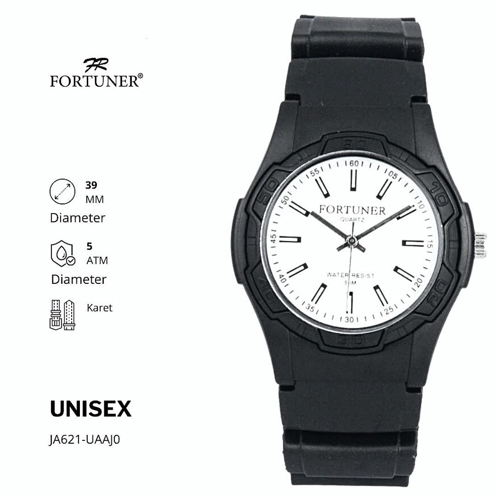 Fortuner Jam Tangan Analog Unisex Water Resistant Rubber Parker