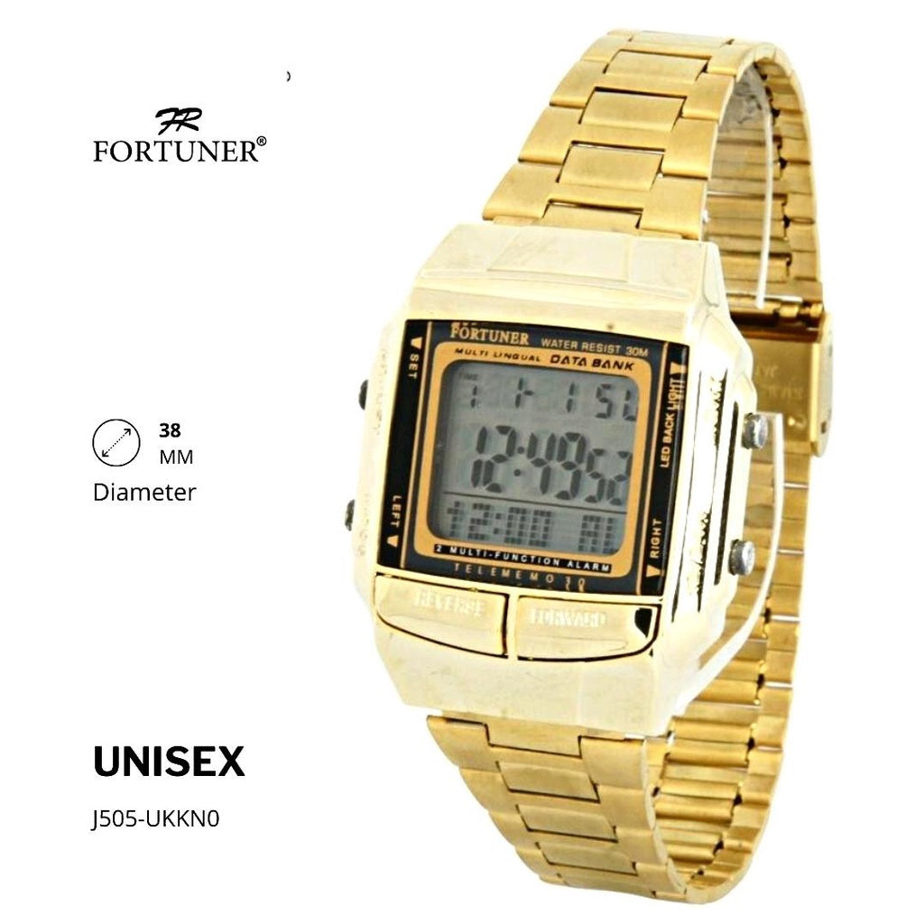 Fortuner Jam Tangan Pria Wanita DataBank Water Resistant Digital Unisex Parrish