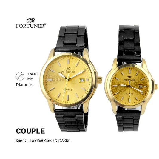 Fortuner Jam Tangan Couple Analog Water Resistant Gold Alterio