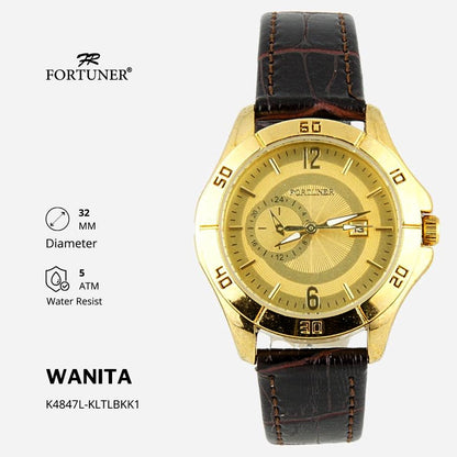 Fortuner Jam Tangan Analog Wanita Kulit Water Resistant Chrono Off Yosline