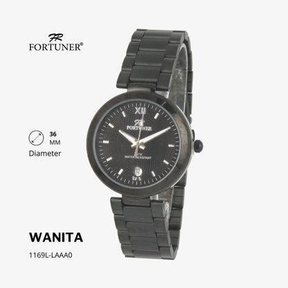 Fortuner Jam Tangan Fashion Wanita Analog Water Resistant Rantai Stainless Silver Gold  Hitam Yihana