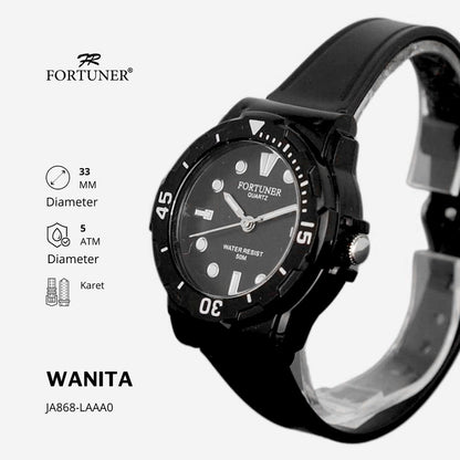 Fortuner Jam Tangan Analog Pria-Wanita Water Resistant Rubber Waldena