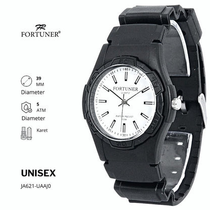 Fortuner Jam Tangan Analog Unisex Water Resistant Rubber Parker