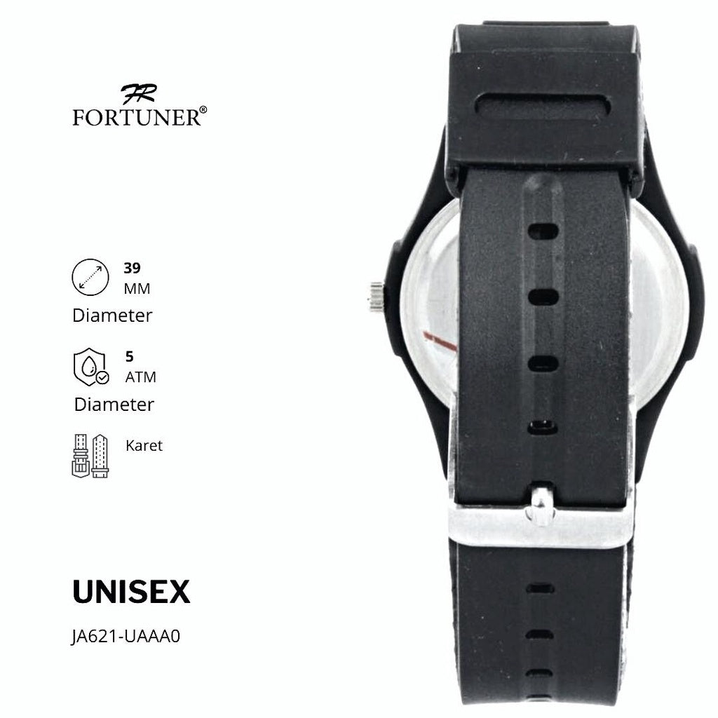 Fortuner Jam Tangan Analog Unisex Water Resistant Rubber Parker