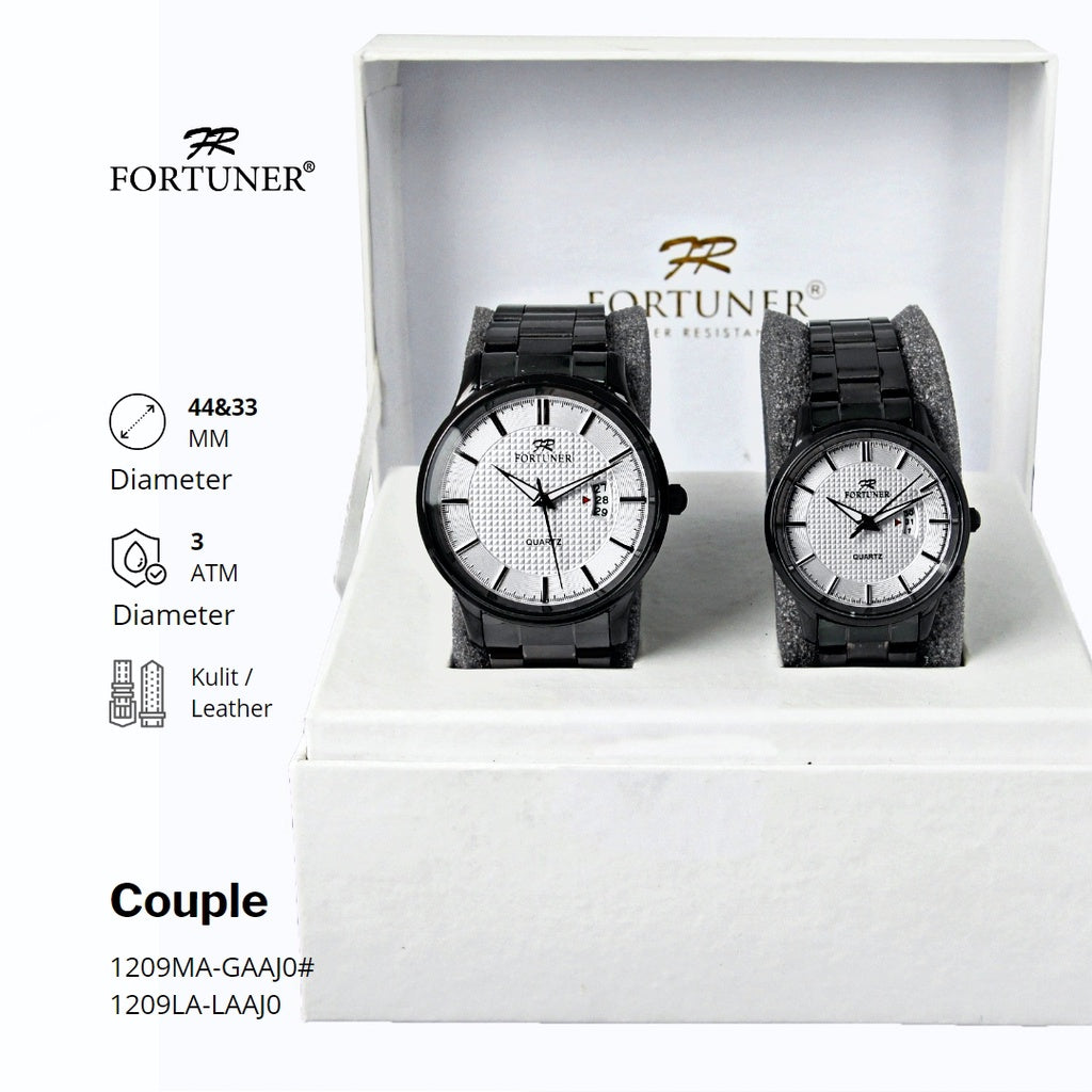 Fortuner Jam Tangan Analog Pria Hitam Water Resistant Adam