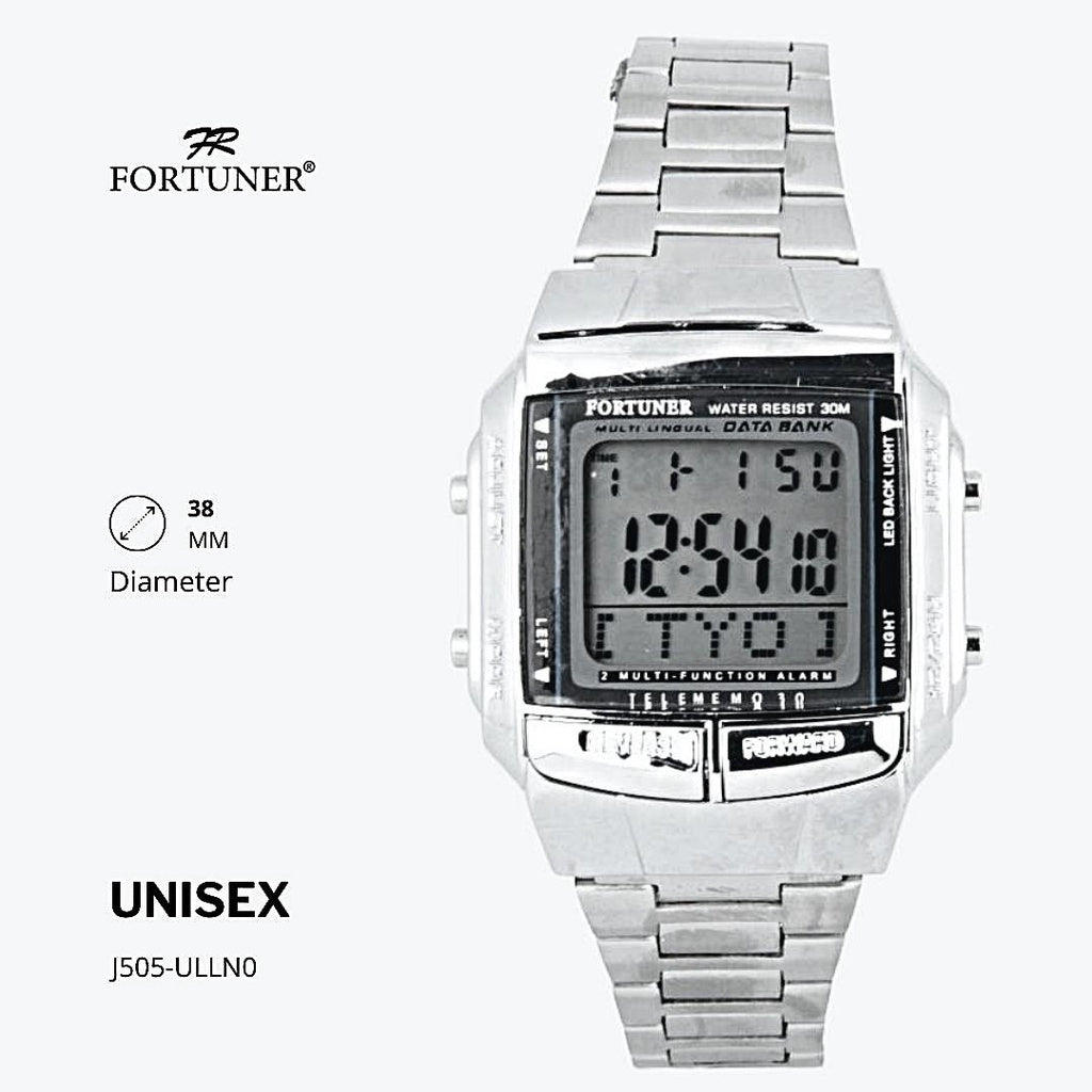 Fortuner Jam Tangan Pria Wanita DataBank Water Resistant Digital Unisex Parrish