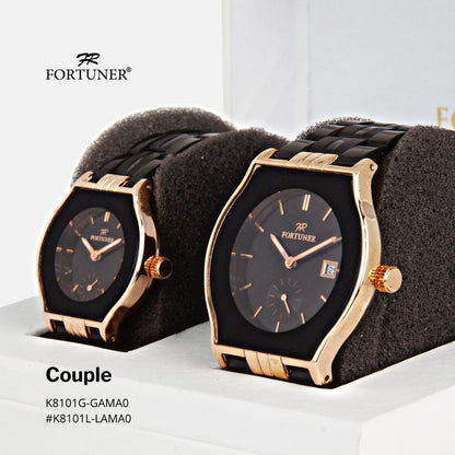 Fortuner Jam Tangan Couple Analog Stainless Tahan Air Rantai Leya