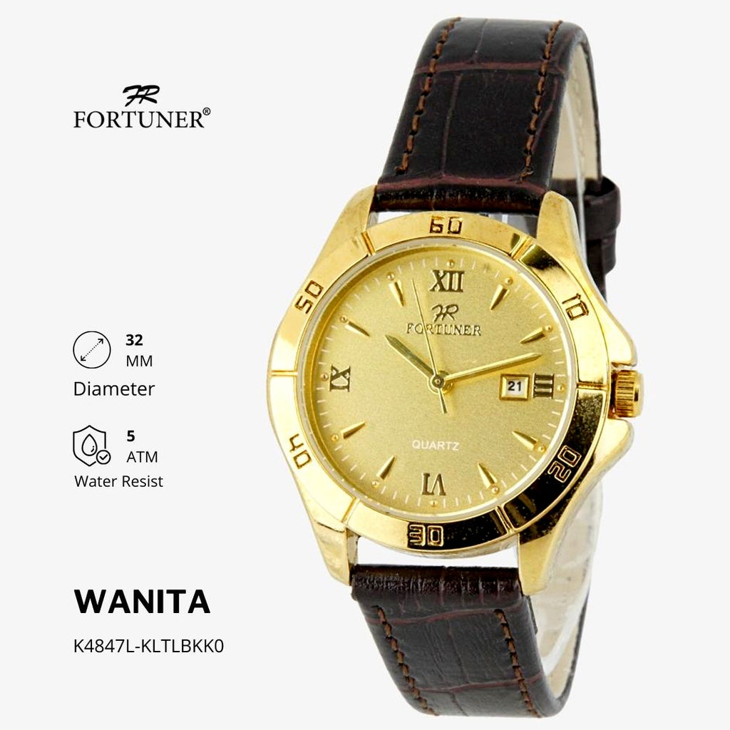 Fortuner Jam Tangan Analog Wanita Kulit Water Resistant Yoslina