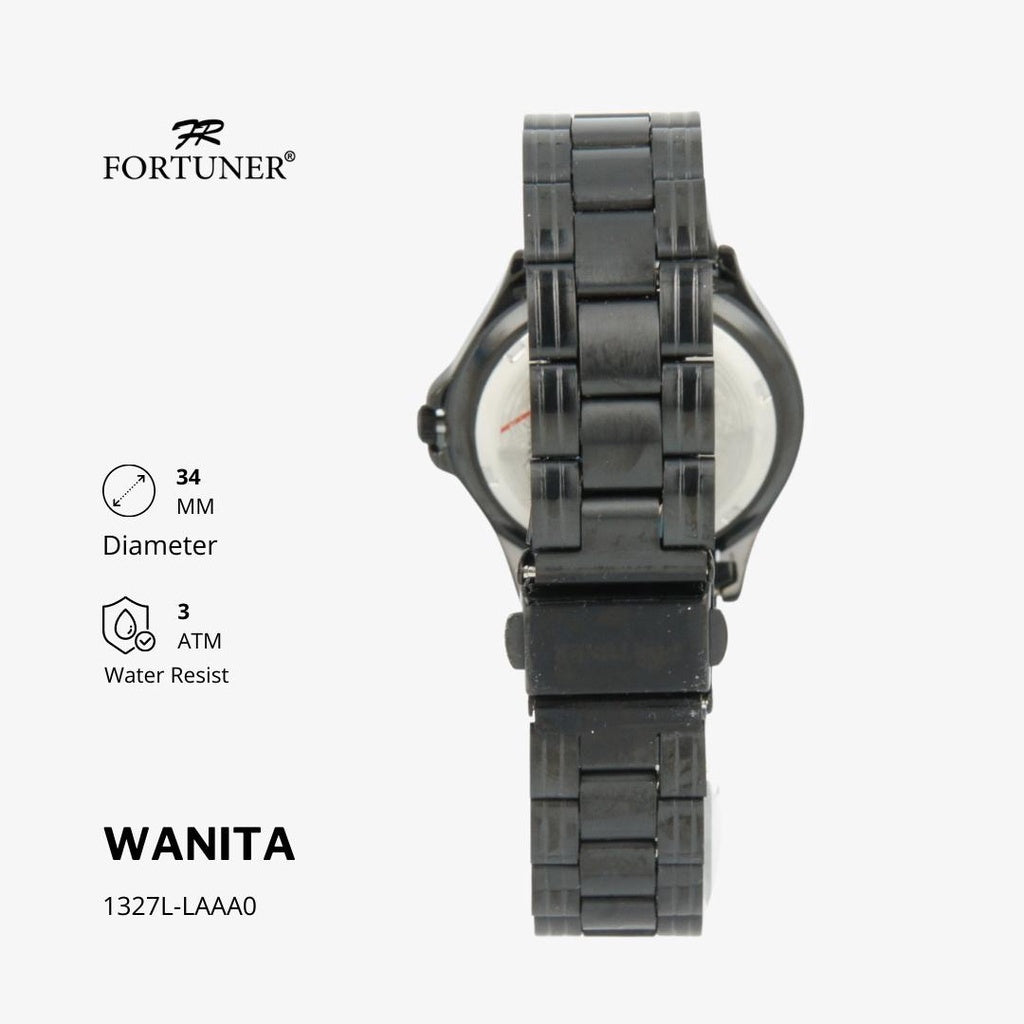 Fortuner Jam Tangan Analog Wanita Hitam Water Resistant Rantai Criolla