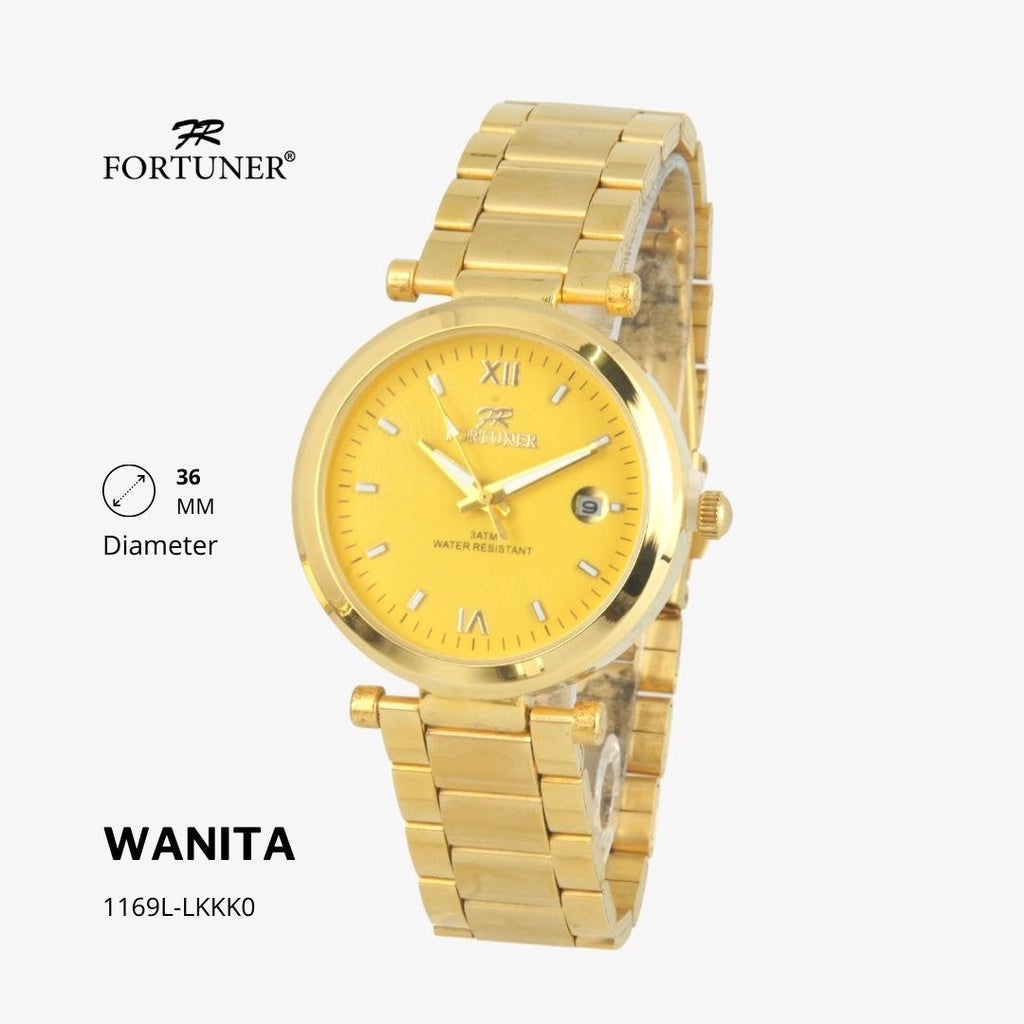 Fortuner Jam Tangan Fashion Wanita Analog Water Resistant Rantai Stainless Silver Gold  Hitam Yihana