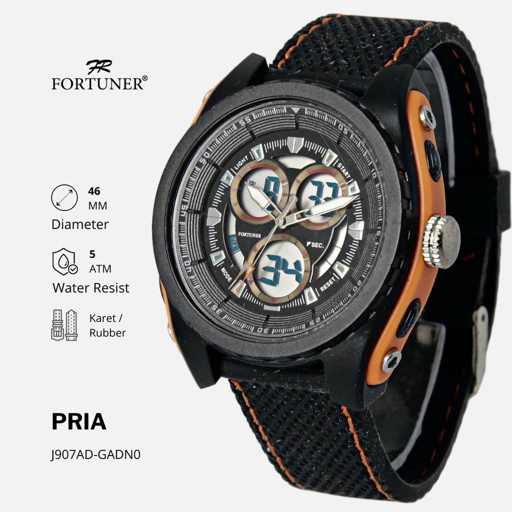 Fortuner Jam Tangan Analog-Digital Pria Karet Tahan Air Juwan