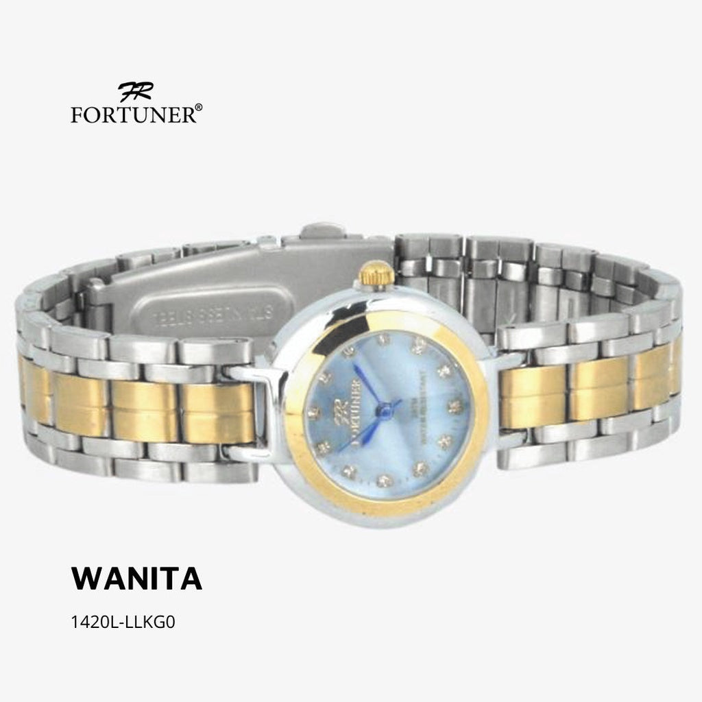 Fortuner Jam Tangan Analog Wanita Silver Gold Water Resistant Rantai Yessenia