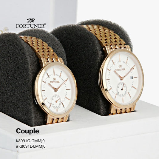 Fortuner Jam Tangan Couple Analog RoseGold White Water Resist Astroo