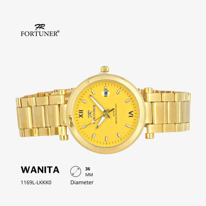 Fortuner Jam Tangan Fashion Wanita Analog Water Resistant Rantai Stainless Silver Gold  Hitam Yihana