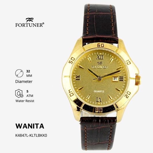 Fortuner Jam Tangan Analog Wanita Kulit Water Resistant Yoslina